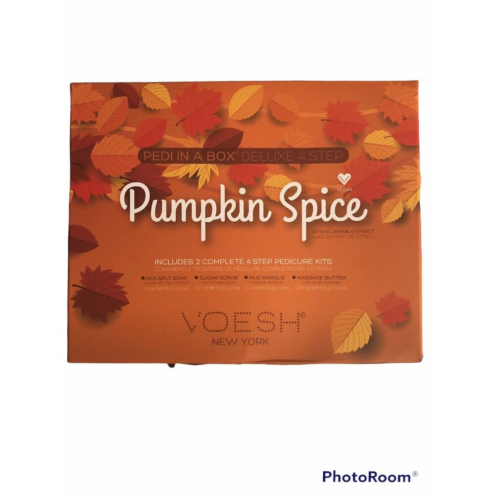 VOESH Pumpkin Spice PEDI IN A BOX 2 Count 4 Step Pedicure Kits